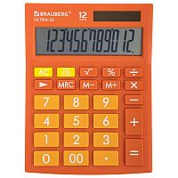 Калькулятор настольный BRAUBERG, 192x143 мм, 12 разрядов, двойное питание, оранжевый