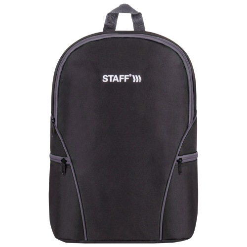 Рюкзак STAFF TRIP, 40x27x15,5 см, универсальный, 2 кармана, черный с серыми деталями фото 9