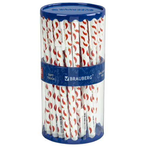 Ручка шариковая BRAUBERG SOFT TOUCH STICK "CHILI PEPPER", мягкое покрытие, узел 0,7 мм, синяя фото 4