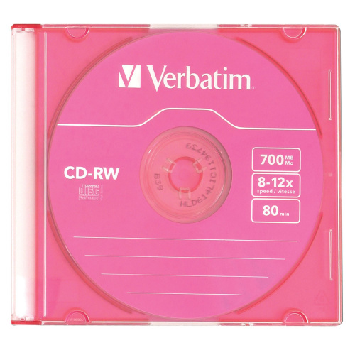 Диск CD-RW VERBATIM, 700 Mb, 8х-12х