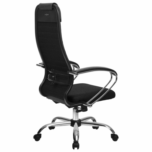 Кресло офисное МЕТТА "К-27" хром, ткань, сиденье и спинка мягкие, черное фото 5