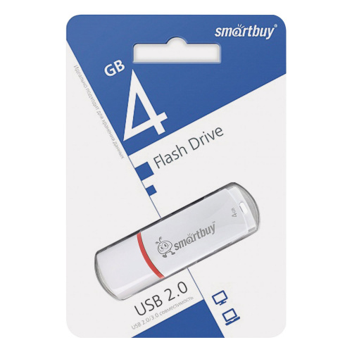 Флеш-диск SMARTBUY Crown, 4 GB, USB 2.0, белый фото 3