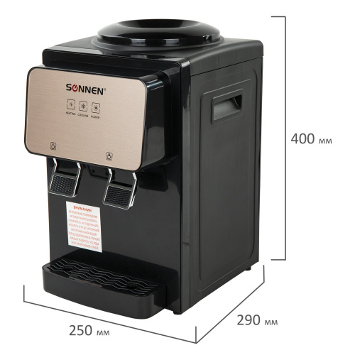 Кулер для воды SONNEN TSE-02BP, настольный, нагрев/охлаждение электронное, 2 крана, черный/бежевый фото 7