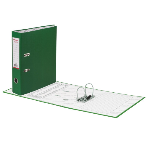Папка-регистратор ОФИСМАГ, с арочным механизмом, покрытие из ПВХ, 75 мм, зеленая фото 6
