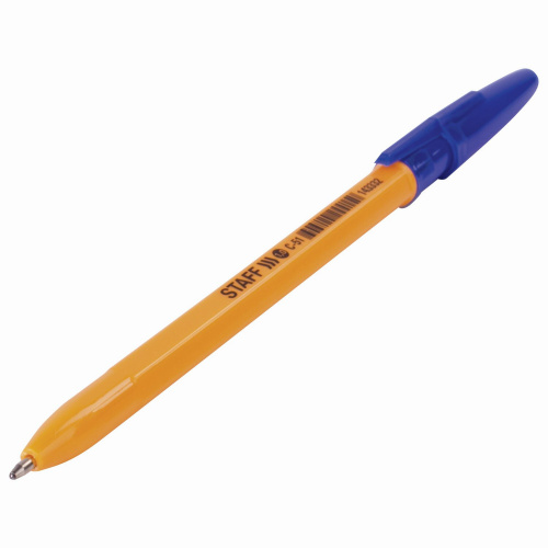 Ручка шариковая STAFF "ORANGE C-51", корпус оранжевый, линия письма 0,5 мм, синяя фото 7
