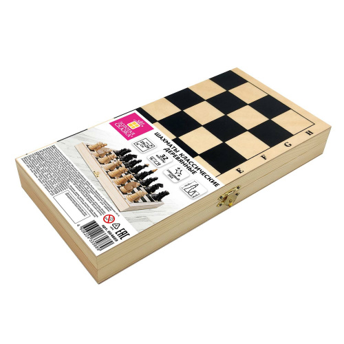 Шахматы ЗОЛОТАЯ СКАЗКА, доска 29х29 см, классические обиходные, деревянные, лакированные