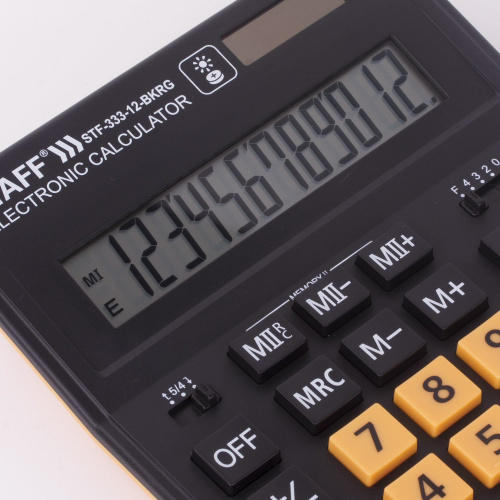 Калькулятор настольный STAFF, 200x154 мм, 12 разрядов, черно-оранжевый фото 6