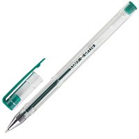 Ручка гелевая STAFF "Basic", зеленая, корпус прозрачный, хромированные детали, линия письма 0,35 мм