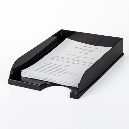 Лоток горизонтальный для бумаг BRAUBERG Standard, 350х253х65 мм, черный фото 2