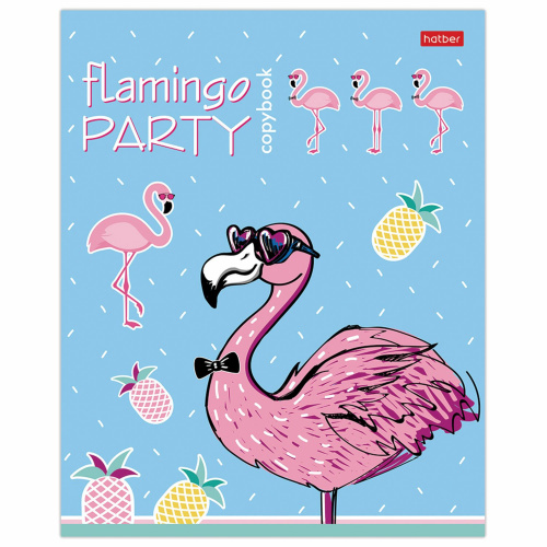 Тетрадь HATBER "Фламинго", 18 л., скоба, клетка, обложка картон, тиснение фото 2