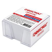 Блок для записей ОФИСМАГ, в подставке прозрачной, куб 9х9х5 см, белизна 95-98%, белый