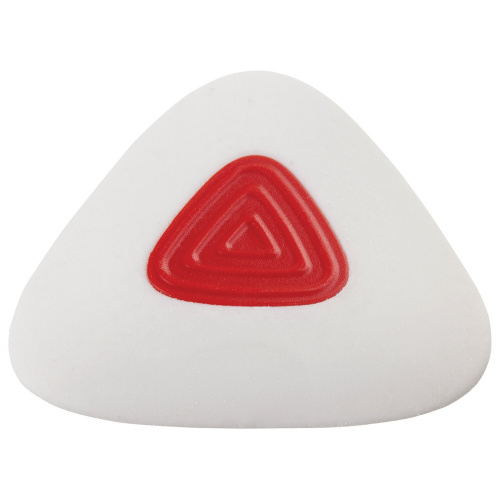 Ластик BRAUBERG "Trios PRO", 36х36х9 мм, белый, треугольный, красный пластиковый держатель фото 4