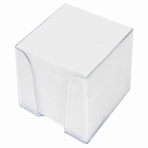 Блок для записей STAFF, в подставке прозрачной, куб 9х9х9 см, белизна 90-92%, белый фото 2