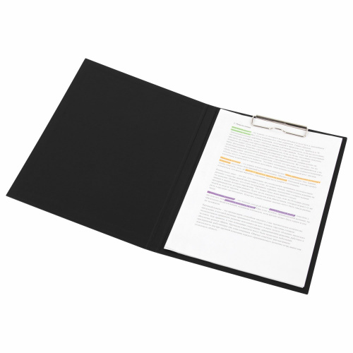 Папка-планшет STAFF "EVERYDAY", А4, с прижимом и крышкой, картон/бумвинил, черная фото 3