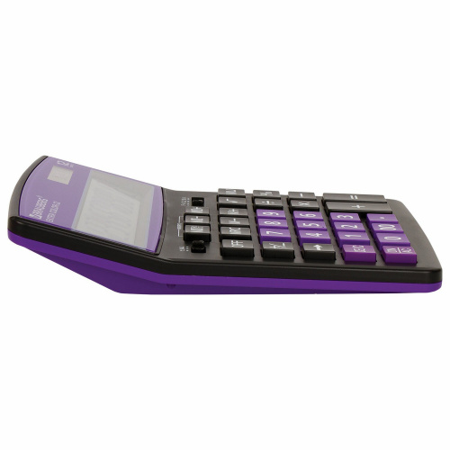 Калькулятор настольный BRAUBERG, 206x155 мм,12 разрядов, двойное питание, черно-фиолетовый фото 7