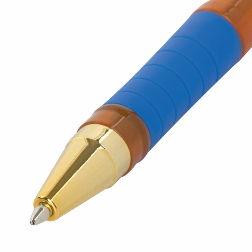 Ручка шариковая масляная с грипом BRAUBERG Model-XL ORANGE, линия 0,35 мм, синяя фото 3