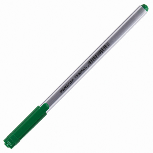 Ручка шариковая масляная PENSAN "Triball", трехгранная, линия письма 0,5 мм, зеленая