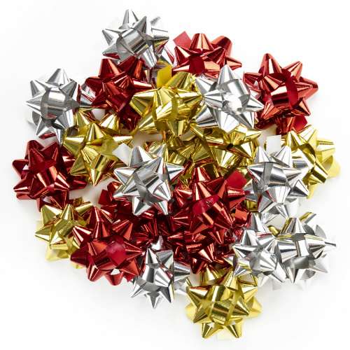 Бант-звезда ЗОЛОТАЯ СКАЗКА, d = 5 см для подарка, 24 шт., металлизированные цвета ассорти фото 2