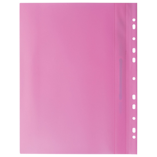 Скоросшиватель пластиковый с перфорацией BRAUBERG, А4, 140/180 мкм, розовый фото 6