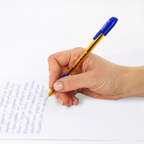 Ручка шариковая масляная c грипом STAFF "Manager", корпус оранжевый, линия письма 0,35 мм, синяя фото 3