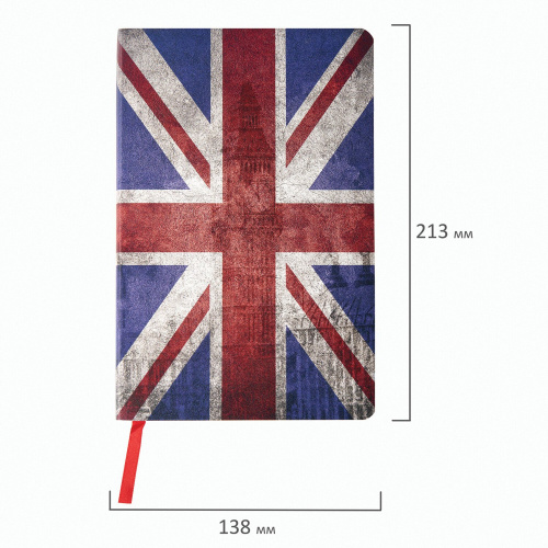 Ежедневник недатированный А5 (138х213 мм), BRAUBERG VISTA, под кожу, гибкий, 136 л., "Great Britain" фото 10
