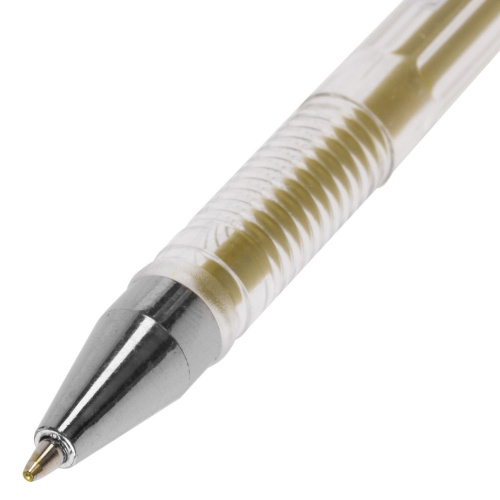 Ручка гелевая BRAUBERG "Jet", корпус прозрачный, узел 0,5 мм, линия письма 0,35 мм, золотистая фото 7