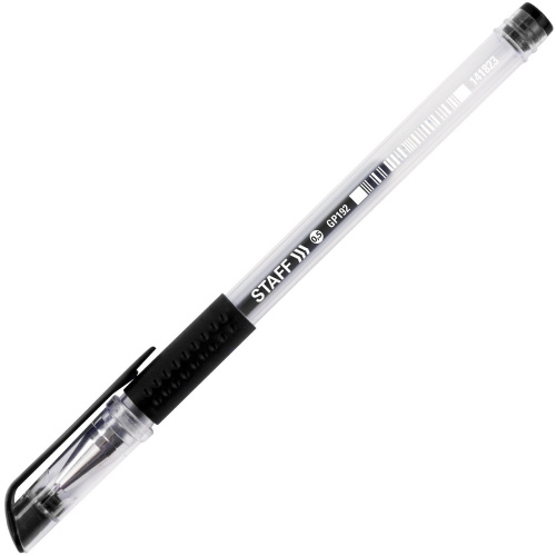 Ручка гелевая с грипом STAFF "EVERYDAY", корпус прозрачный, линия письма 0,35 мм, черная фото 8