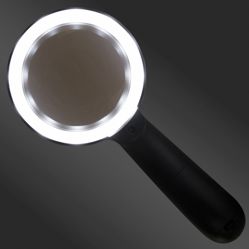 Лупа просмотровая с LED-ПОДСВЕТКОЙ, диаметр 90 мм, увеличение 10, корпус черный, BRAUBERG, 455928 фото 2