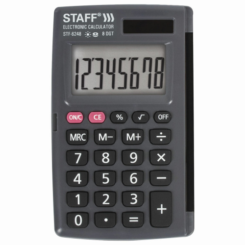 Калькулятор карманный STAFF, 104х63 мм, 8 разрядов, двойное питание