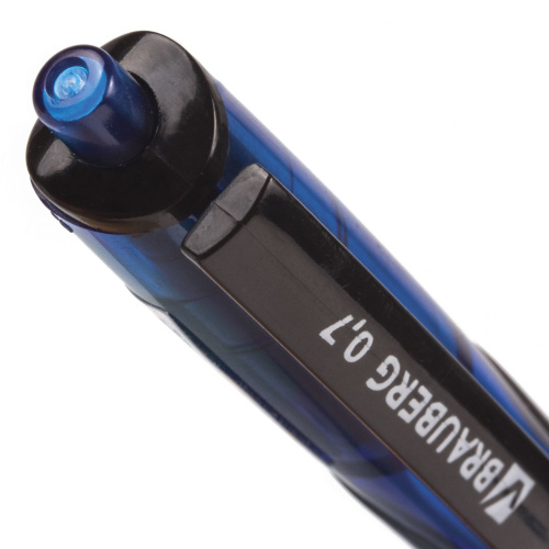 Ручка шариковая масляная автоматическая с грипом BRAUBERG "Phantom", линия письма 0,35 мм, синяя фото 4