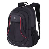 Рюкзак BRAUBERG универсальный, 3 отделения, черный, красные детали, 46х31х18см, ххххх, 271651