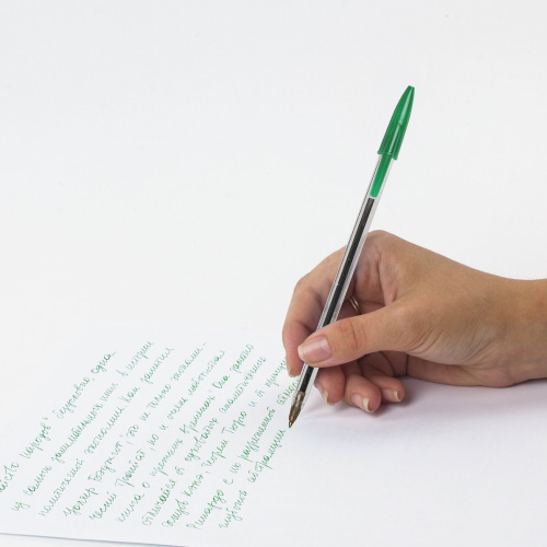 Ручка шариковая STAFF Basic Budget BP-02, длина корпуса 13,5 см, линия письма 0,5 мм, зеленая фото 5