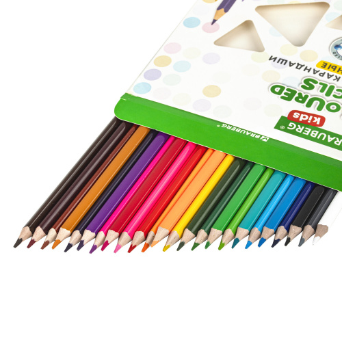 Карандаши цветные BRAUBERG KIDS, 24 цвета, трехгранный корпус, грифель мягкий 3 мм, 181944 фото 7