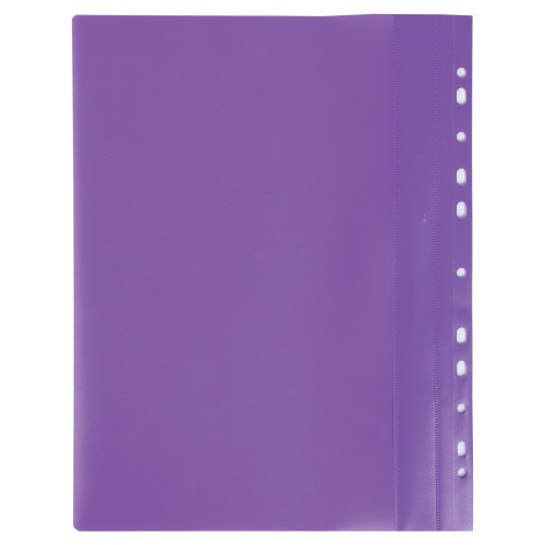 Скоросшиватель пластиковый с перфорацией BRAUBERG, А4, 140/180 мкм, фиолетовый фото 4