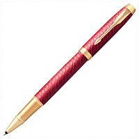 Ручка-роллер PARKER "IM Premium Red GT", корпус красный лак, позолоченные детали, черная