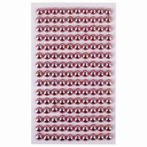 Стразы самоклеящиеся ОСТРОВ СОКРОВИЩ, 8 мм, 150 штук, розовые, на подложке, круглые фото 2