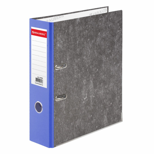 Папка-регистратор BRAUBERG, фактура стандарт, с мраморным покрытием, 75 мм, синий корешок