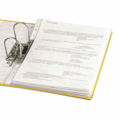 Папка-регистратор BRAUBERG, покрытие из ПВХ, 80 мм, с уголком, желтая фото 7
