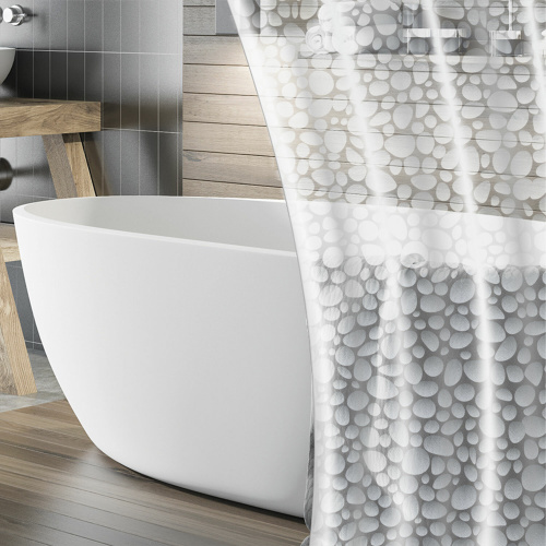 Штора для ванной комнаты WET STONES с 3D-эффектом водонепроницаемая, 180х180 см, LAIMA HOME, 608449 фото 5