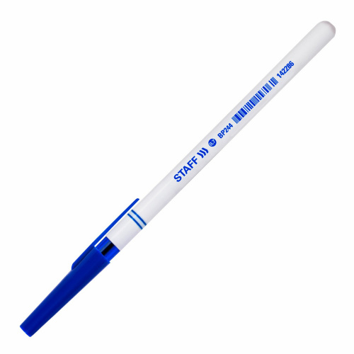 Ручка шариковая STAFF "Офисная", корпус белый, линия письма 0,35 мм, синяя фото 4