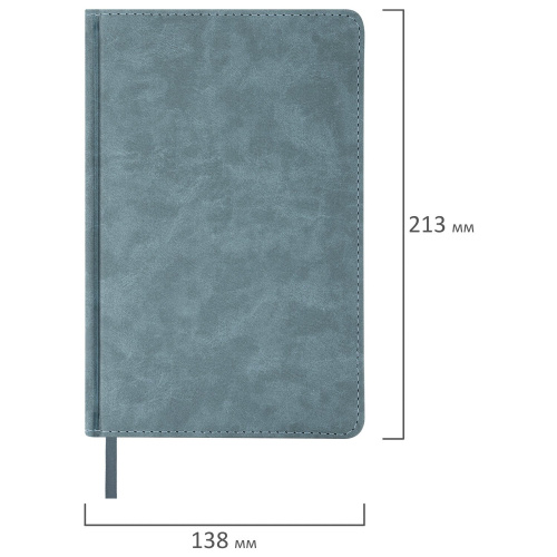 Ежедневник недатированный А5 138х213 мм BRAUBERG "Status", под кожу, 160 л., серо-голубой фото 2