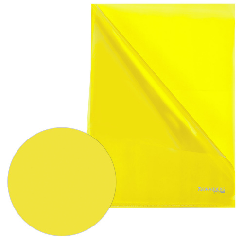 Папка-уголок А4 желтая 0,10 мм, BRAUBERG EXTRA, 271700 фото 4