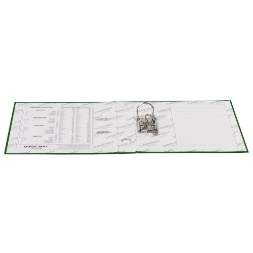 Папка-регистратор ОФИСМАГ, с арочным механизмом, покрытие из ПВХ, 50 мм, зеленая фото 2