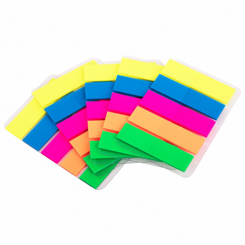 Закладки клейкие BRAUBERG,неоновые, пластиковые, 45х12 мм, 5 цветов х 20 л., 5 шт. фото 4