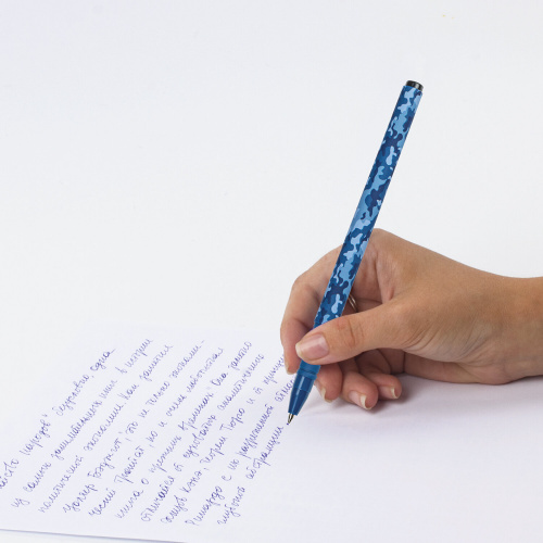 Ручка шариковая BRAUBERG SOFT TOUCH GRIP "MILITARY", узел 0,7 мм, синяя фото 3
