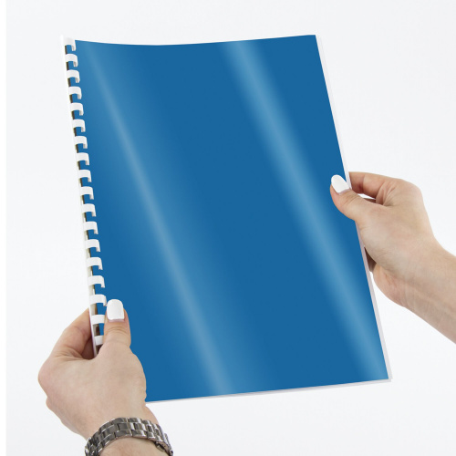 Обложки картонные для переплета BRAUBERG, А4, 100 шт., глянцевые, 250 г/м2, синие фото 7