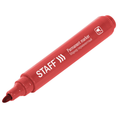 Маркер перманентный STAFF "Basic Budget PM-125", круглый наконечник 3 мм, красный фото 10
