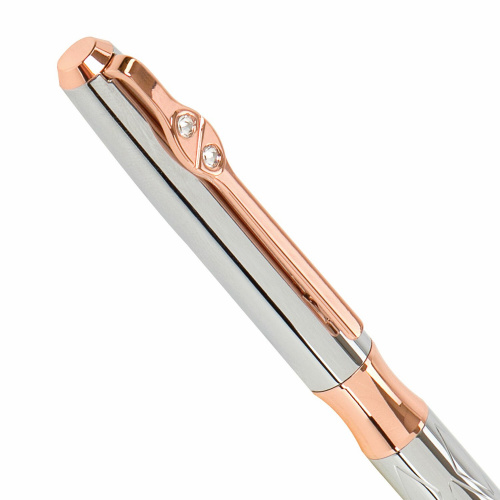 Ручка подарочная шариковая GALANT "NUANCE SILVER", корпус серебристый, детали розовое золото, синяя фото 7