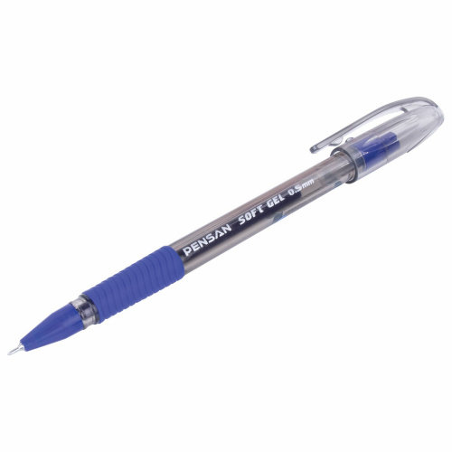 Ручка гелевая с грипом PENSAN "Soft Gel Fine", линия 0,4 мм, синяя фото 2