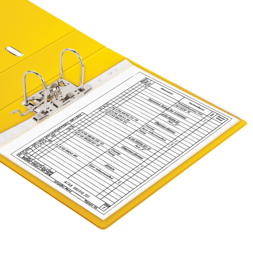 Папка-регистратор BRAUBERG, с двухсторонним покрытием из ПВХ, 70 мм, желтая фото 3